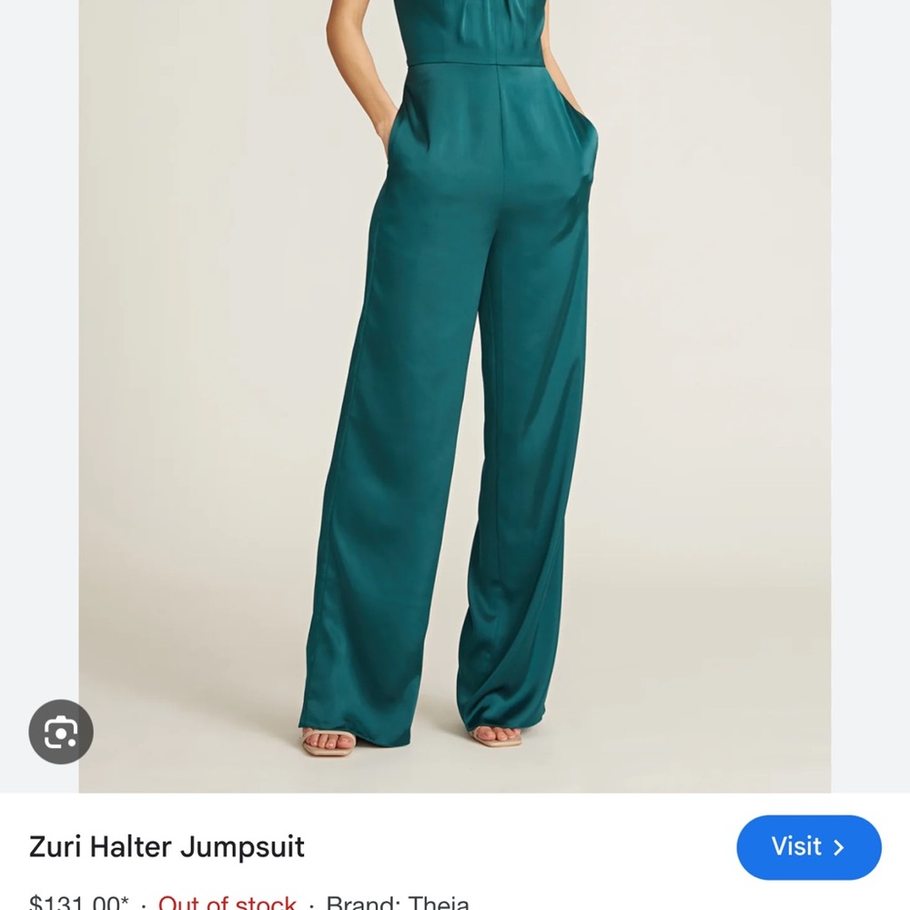 Theia Green Jumpsuit with Wide-Leg Elegance